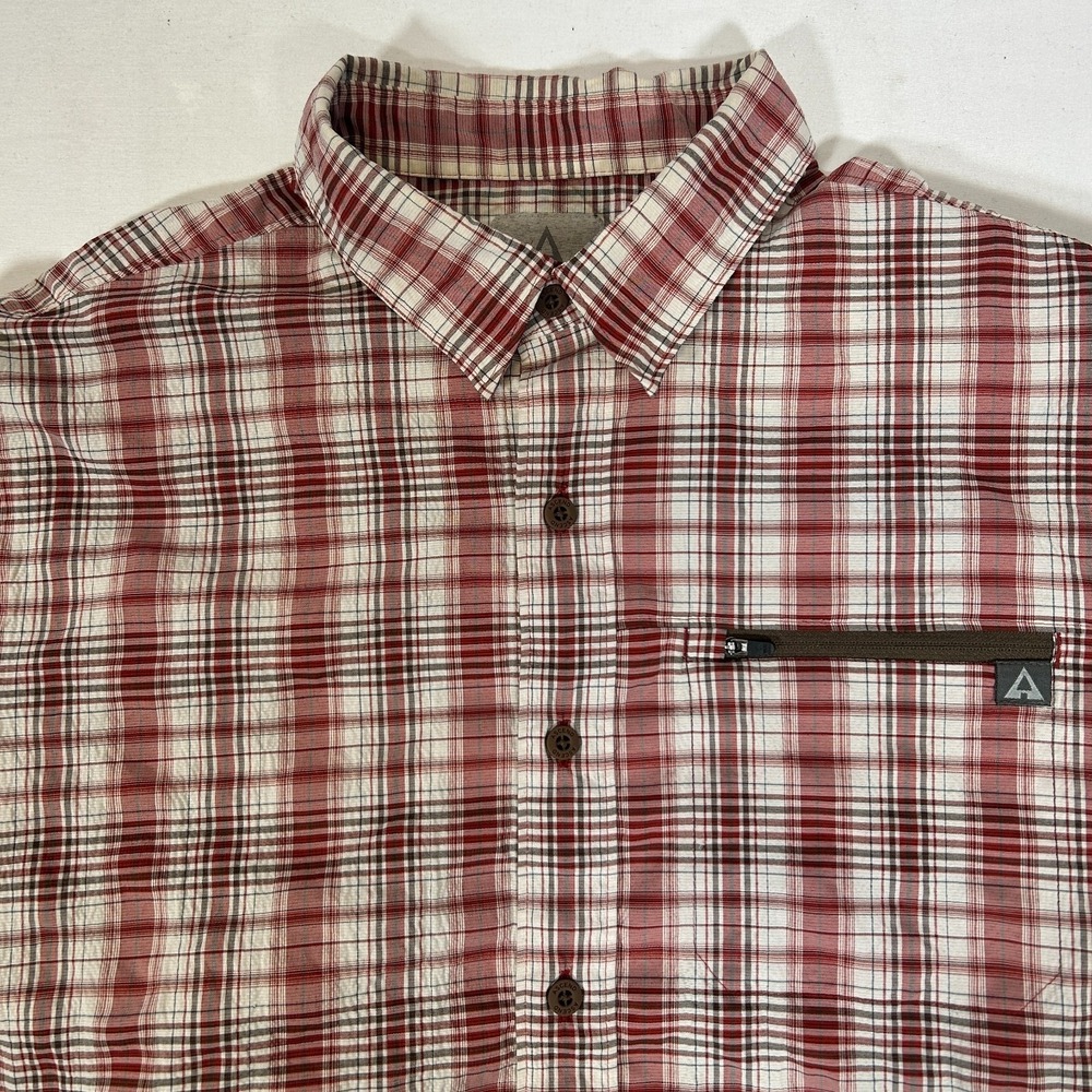 Ascend Mens Large Hiking Shirt Plaid Button Up Outdoor Fishing Zip Polyester - Picture 3 of 10